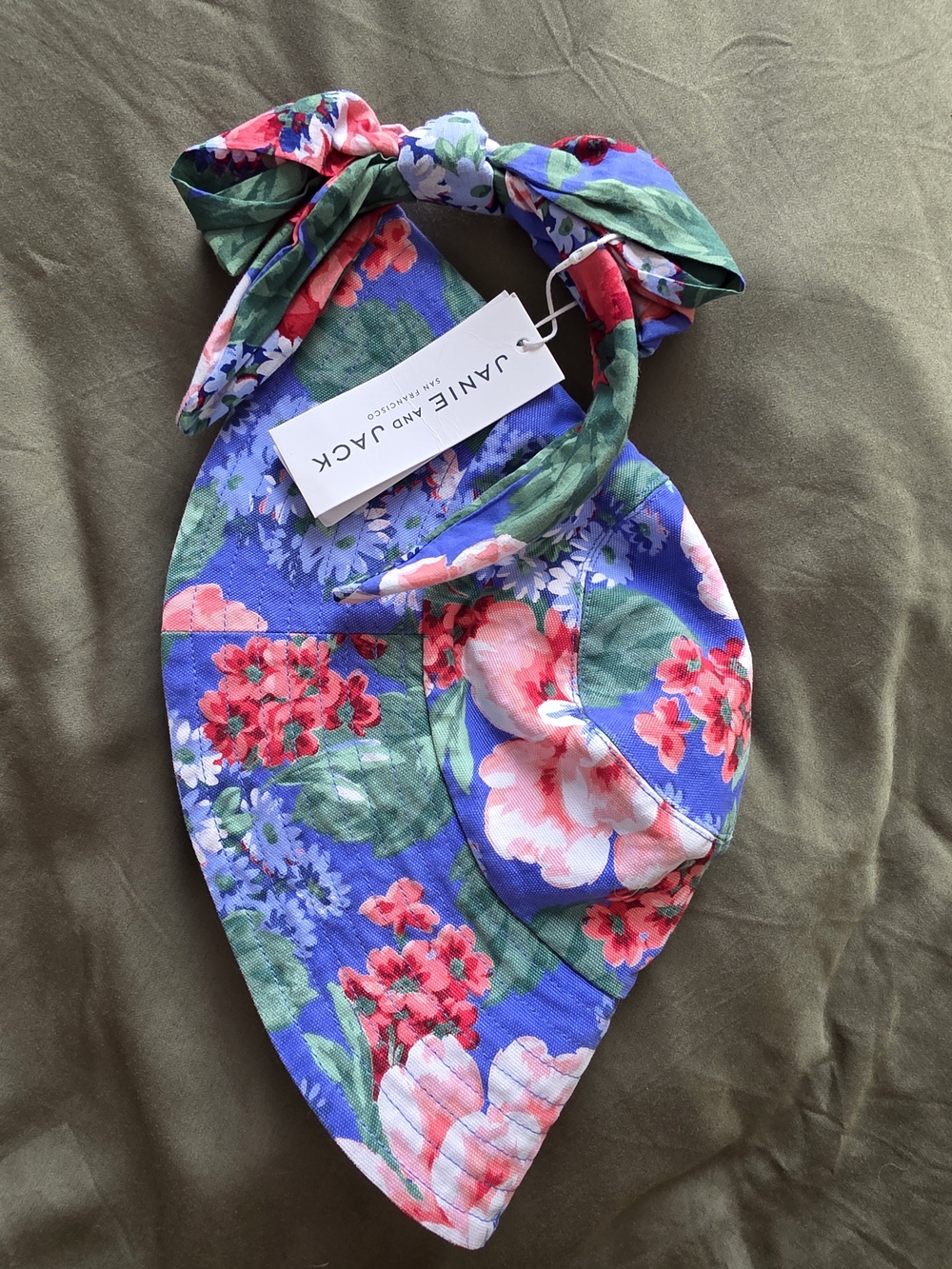 Janie and Jack Baby Floral Blue and Pink Headband & Bucket Hat